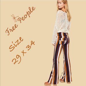 Free People Penny Pull On Striped Corduroy Flares Size 29